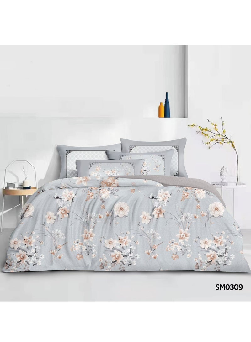 شايني فلاور طقم لحاف صيفي مضغوط ٤ قطع – نفر ۲۲۰×۱٦۰ سم – قماش ميكروفايبر مشجر مع حشوة قطن طبيعي 100% – طقم سرير ناعم - Image 1