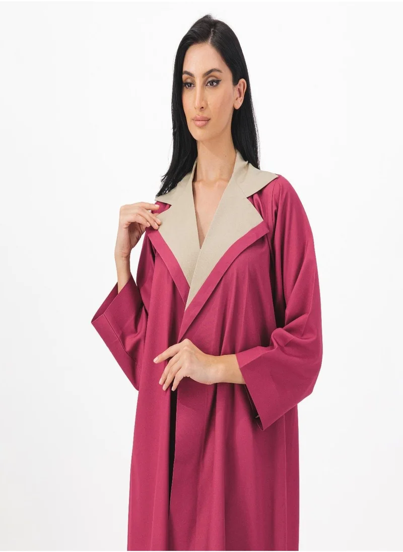 Meem by Mariyah Collar detail front open abaya