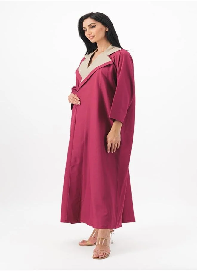 Meem by Mariyah Collar detail front open abaya