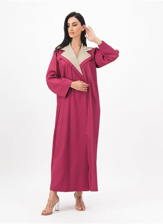 Meem by Mariyah Collar detail front open abaya