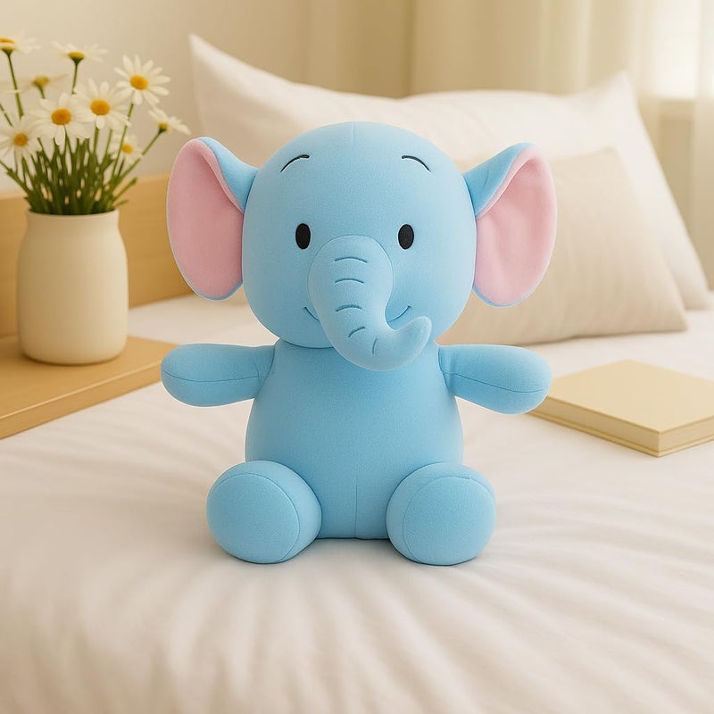 Dimpy Stuff Elephant Cuddly Plush – Blue Spandex Elephant 22 cm (9") – Velvety Soft Spandex Plush Cute Room Decor Boys Girls - Image 5
