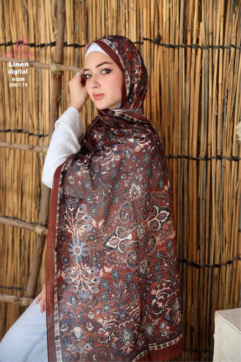 طرحة وشاح حجاب إسلامي قطن لينين فاخر للنساء – تصميم أنيق للمناسبات والاستخدام اليومي – مقاس 200 × 75 سم