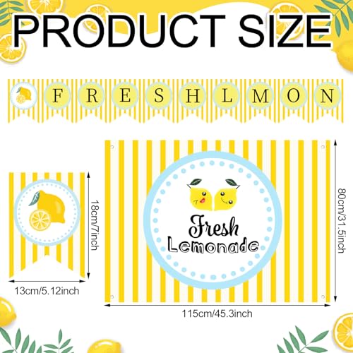 RoundFunny 43 Pcs Lemonade Stand Supplies 45 x 31 Inch Tablecloth, 2 Fresh Lemon Garland, 40 Latex Balloons for Fresh Squeezed Lemonade Stand Decorations Kit Summer Lemon Birthday Party(Check) - Image 2