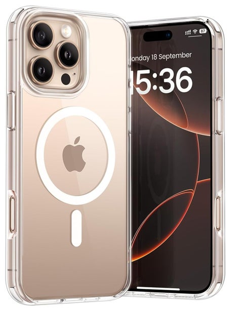 حافظة iPhone 16 Pro Max Mag Safe [شفافة ومضادة للاصفرار] [حماية من السقوط من الدرجة العسكرية] مقاومة للخدش، حماية للشاشة والعدسات، مغناطيس أقوى، فقط لتغطية iPhone 16 Pro Max