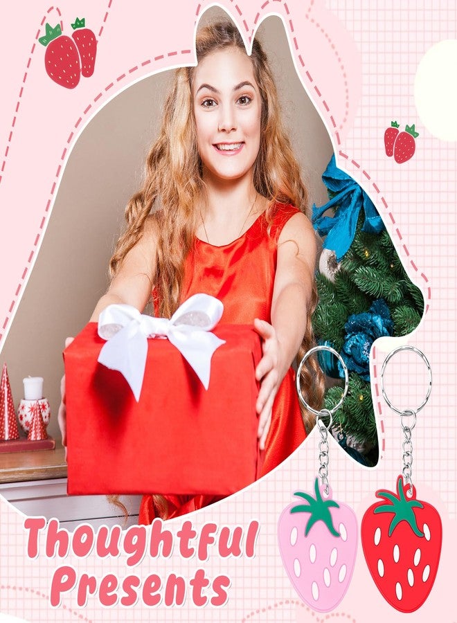 سوريو مجموعة Sureio من 24 قطعة من سلاسل مفاتيح الفراولة الحمراء، مصنوعة من المطاط، مثالية لتزيين جوارب عيد الميلاد، وحفلات الأطفال، وحفلات استقبال المولود، وحقائب الفاكهة، وحقائب الهدايا، وصناديق الكنز، وغيرها. - Image 5