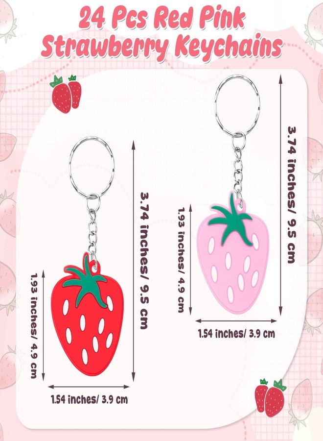 سوريو مجموعة Sureio من 24 قطعة من سلاسل مفاتيح الفراولة الحمراء، مصنوعة من المطاط، مثالية لتزيين جوارب عيد الميلاد، وحفلات الأطفال، وحفلات استقبال المولود، وحقائب الفاكهة، وحقائب الهدايا، وصناديق الكنز، وغيرها. - Image 2