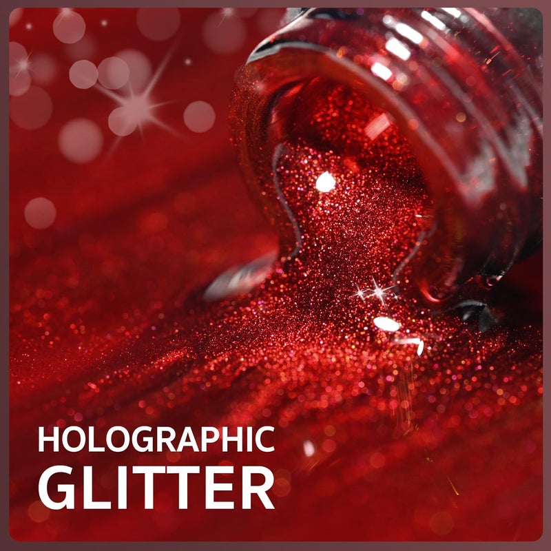 GAOY Glassy Cat Eye Gel Nail Polish, 16ml Glitter Holographic Nail Polish with Magnet, Reflective Translucent UV Gel, 2221 Blood Red - Image 5