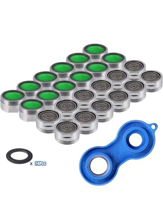 24pcs M24 Thread Water Saving Faucet Aerator With Filter And Wrench - Image 1