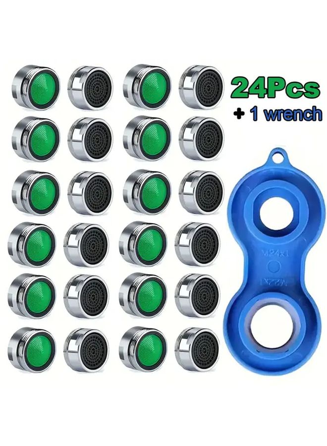 24pcs M24 Thread Water Saving Faucet Aerator With Filter And Wrench - Image 2