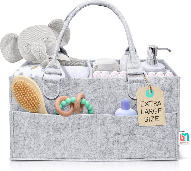 Babynma Felt Diaper Caddy  Extra Large Storage for Baby and Toddler Items  Diaper caddy basket  Portable Organizer Easily Holds Diapers Clothing  Useful for Nursery Bedroom Living Room Car - Image 1