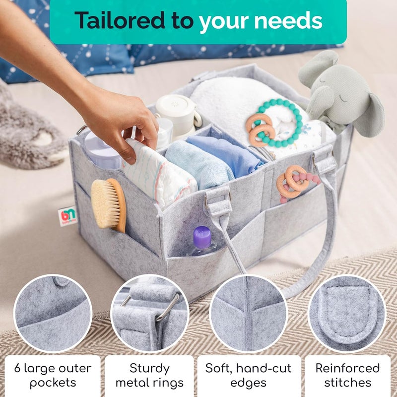 Babynma Felt Diaper Caddy  Extra Large Storage for Baby and Toddler Items  Diaper caddy basket  Portable Organizer Easily Holds Diapers Clothing  Useful for Nursery Bedroom Living Room Car - Image 3