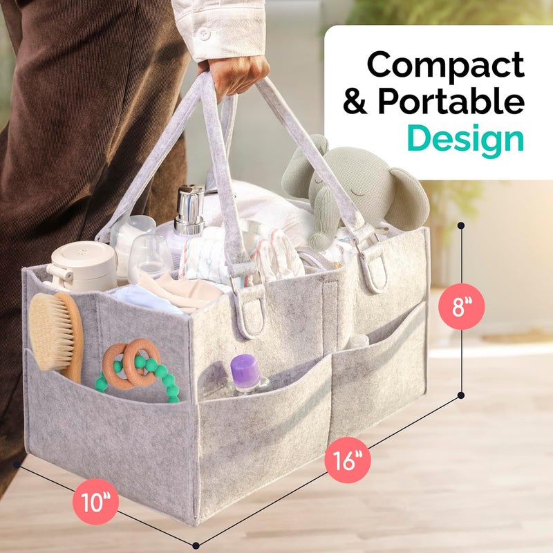 Babynma Felt Diaper Caddy  Extra Large Storage for Baby and Toddler Items  Diaper caddy basket  Portable Organizer Easily Holds Diapers Clothing  Useful for Nursery Bedroom Living Room Car - Image 2