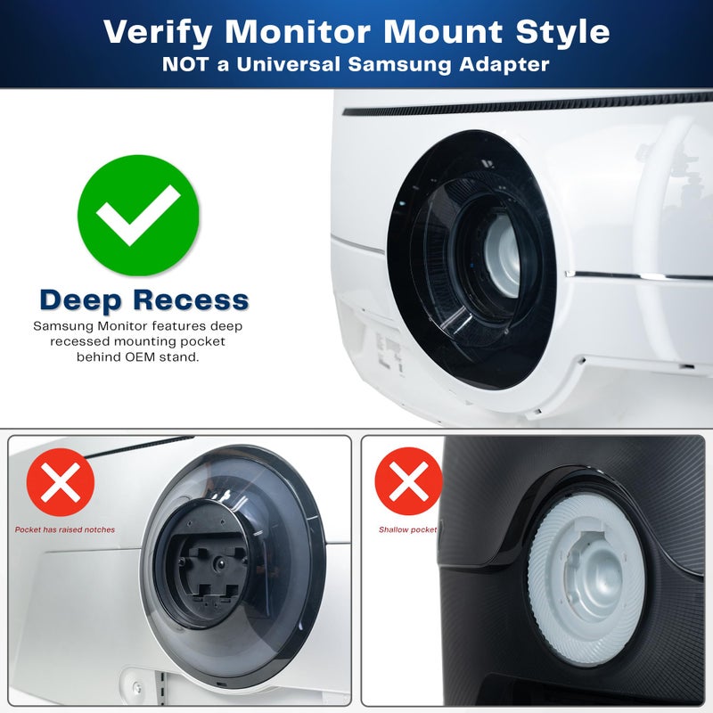 VIVO Deep Recessed VESA Adapter Plate Bracket Designed for Samsung Odyssey Neo G9, G95NA, and Odyssey G9 Monitors, VESA 100x100, Mount-SG9 - Image 2