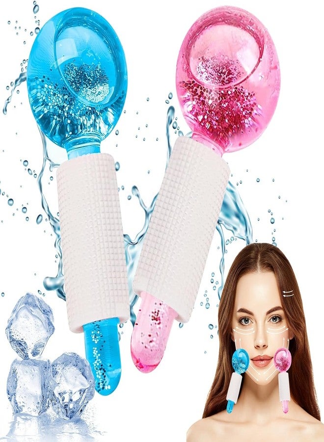 PiyuBind Face Ice Ball for Facials Ice Roller Mold for Face and Eye 2pcs Facial Ice Globes Skin Care Tools for Brighten Tighten Skin Hot & Cold Use (Pink & Blue) - Image 1