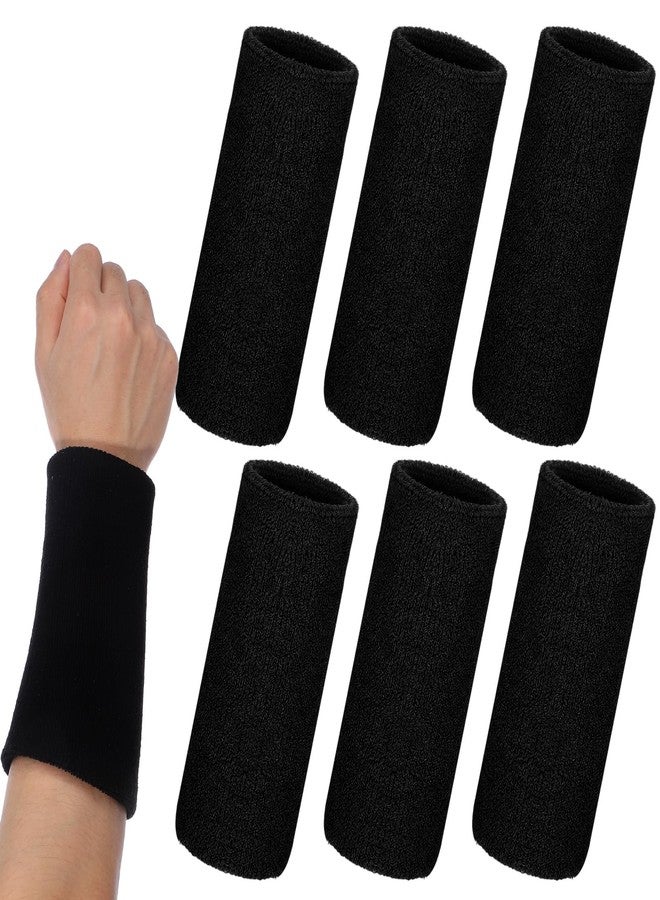 Qulkws 6 Pcs 6 Inch Wrist Sweatbands Wrist Sweat Bands for Men Women Elastic Athletic Wrists Bands Tennis Wrists Band for Basketball Workout Running - Image 1