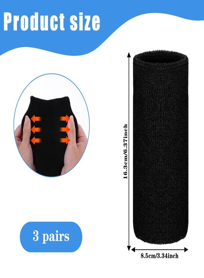 Qulkws 6 Pcs 6 Inch Wrist Sweatbands Wrist Sweat Bands for Men Women Elastic Athletic Wrists Bands Tennis Wrists Band for Basketball Workout Running - Image 2