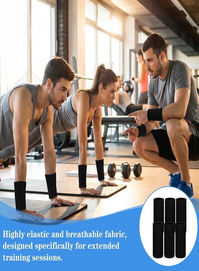 Qulkws 6 Pcs 6 Inch Wrist Sweatbands Wrist Sweat Bands for Men Women Elastic Athletic Wrists Bands Tennis Wrists Band for Basketball Workout Running - Image 3