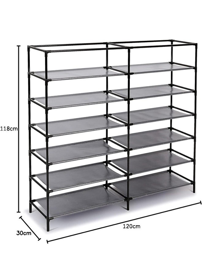 BLOOMING TIME Simple Double Row Non Woven Dustproof Shoe Rack, Multi Layer Shoe Rack With Large Capacity, Simple Assembly, Gray  - Image 5