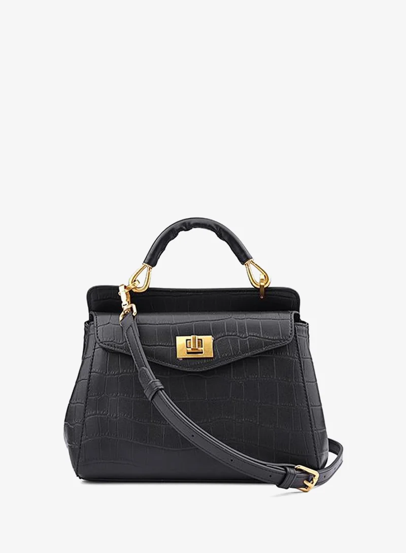 كابلي Women’s Structured Top Handle Bag with Croc-Embossed Texture
