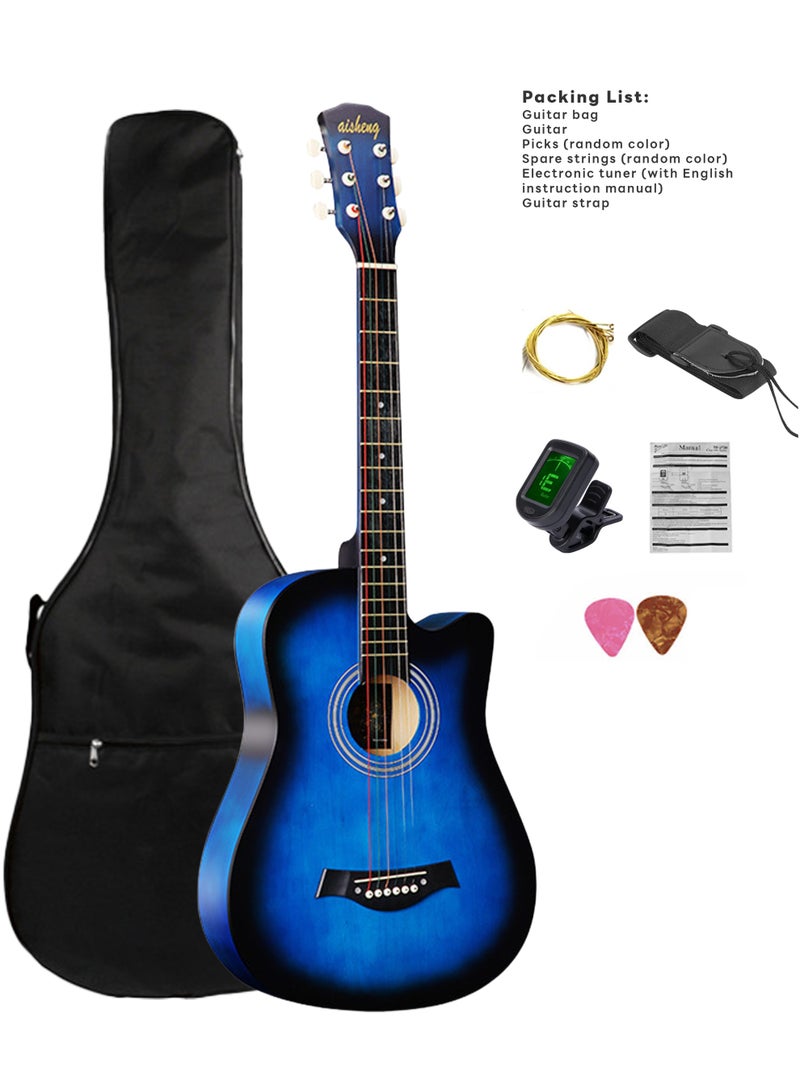 شاربدو 38 بوصة الغيتار الأزرق + مجموعة كاملة من الإكسسوارات + جهاز ضبط - Image 1