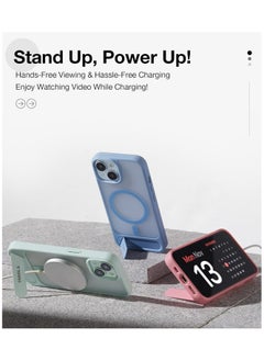 TORRAS Upgrade Magnetic & Stand Designed for iPhone 15 Case fit for MagSafe, 12FT [Mil-Grade Shockproof Phone Case for iPhone 15 6.1 Inch 2023 Built-in Invisible Kickstand, Pstand Series, Matte Blue  - Image 3