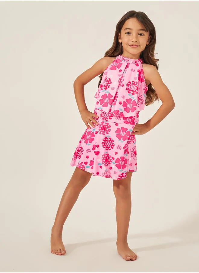 ستايلي Styli Kids Pink Floral Swimsuit