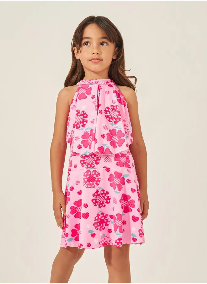 ستايلي Styli Kids Pink Floral Swimsuit