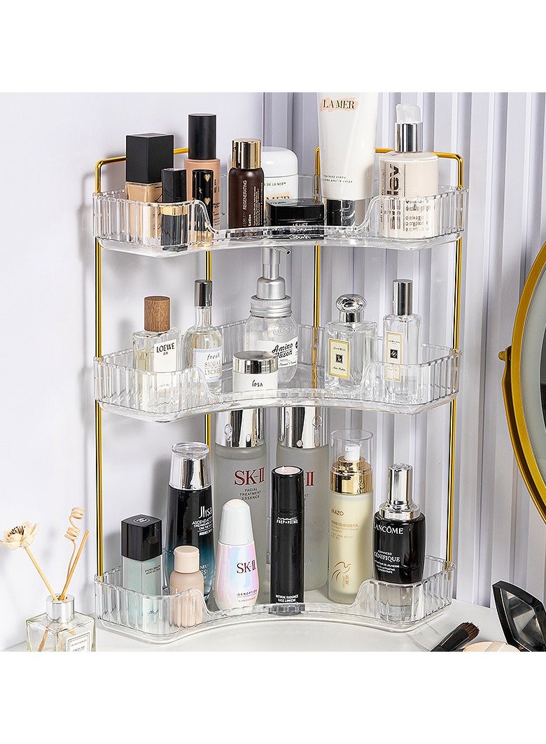 Arabest 3-Tier Corner Bathroom Counter Organizer, Countertop Perfume Tray and Vanity Organizer, Makeup Cosmetic Storage Corner Storage Organizers for Bathroom Kitchen Dresser - Image 1