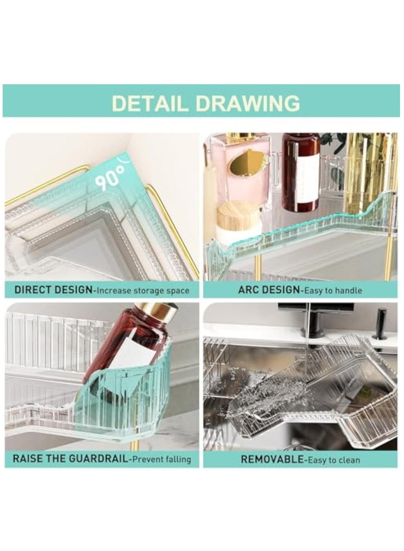 Arabest 3-Tier Corner Bathroom Counter Organizer, Countertop Perfume Tray and Vanity Organizer, Makeup Cosmetic Storage Corner Storage Organizers for Bathroom Kitchen Dresser - Image 2