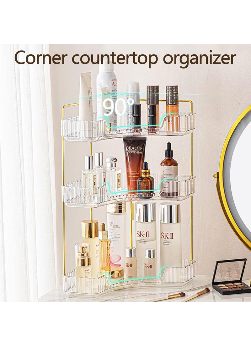 Arabest 3-Tier Corner Bathroom Counter Organizer, Countertop Perfume Tray and Vanity Organizer, Makeup Cosmetic Storage Corner Storage Organizers for Bathroom Kitchen Dresser - Image 4