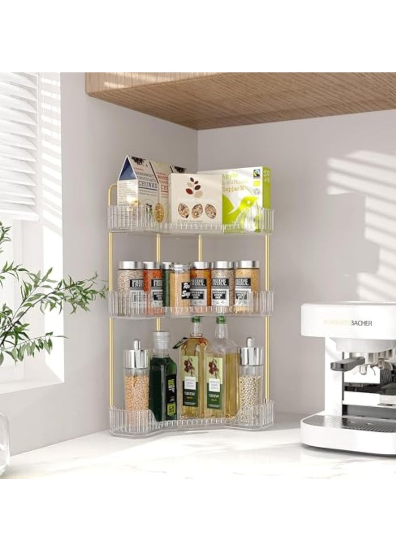 Arabest 3-Tier Corner Bathroom Counter Organizer, Countertop Perfume Tray and Vanity Organizer, Makeup Cosmetic Storage Corner Storage Organizers for Bathroom Kitchen Dresser - Image 5