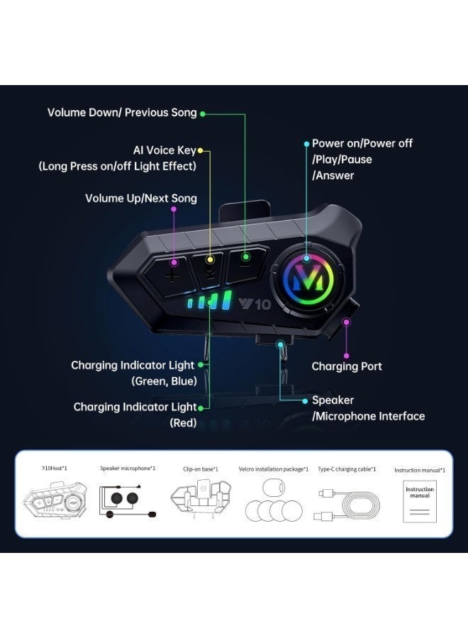 Arabest Motorcycle Bluetooth Headset Speaker Skiing Earphone Waterproof Bluetooth Helmet Headset with Noise Cancellation Ultra-Thin Wireless Bluetooth Headphones for All Helmets - Image 5