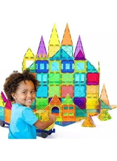Vibrant Clear Color Magnetic Building Tiles - 100pcs, Early Learning Brain Development, 3D Construction Play Boards, Creativity Beyond Imagination, Special Edition