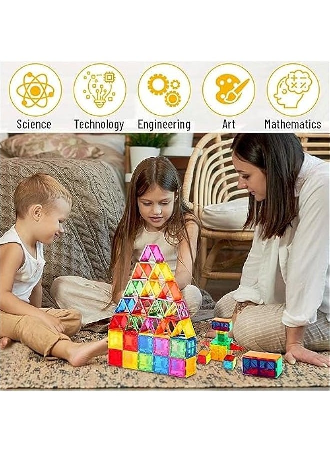 DURKU - Vibrant Clear Color Magnetic Building Tiles - 100pcs, Early Learning Brain Development, 3D Construction Play Boards, Creativity Beyond Imagination, Special Edition - Image 1