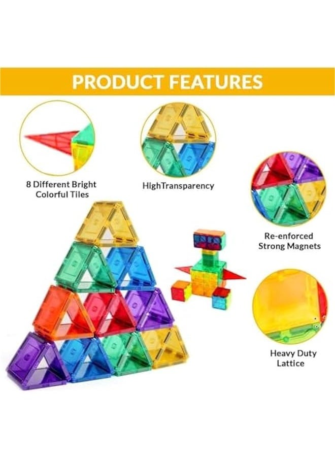 DURKU - Vibrant Clear Color Magnetic Building Tiles - 100pcs, Early Learning Brain Development, 3D Construction Play Boards, Creativity Beyond Imagination, Special Edition - Image 1