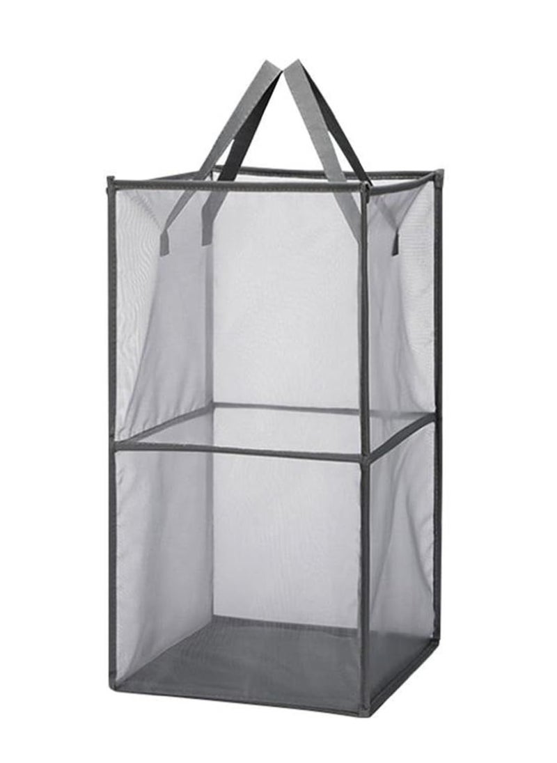 TYCOM Popup Laundry bags Hamper with Handles Portable Durable Collapsible Storage Easy Folding Pop Up Clothes Hampers Basket Foldable for Kids Room College Dorm or Travel Double Grey.  - Image 1