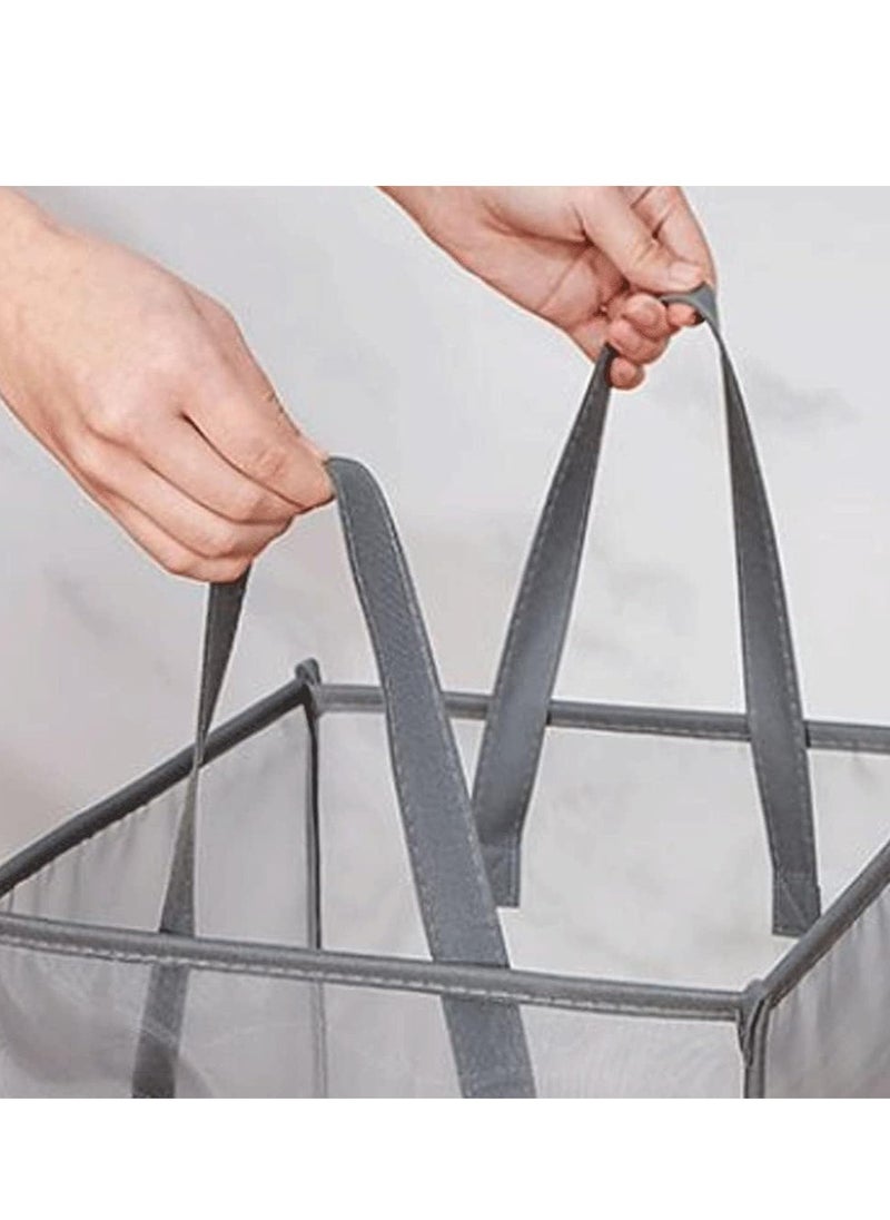 TYCOM Popup Laundry bags Hamper with Handles Portable Durable Collapsible Storage Easy Folding Pop Up Clothes Hampers Basket Foldable for Kids Room College Dorm or Travel Double Grey.  - Image 5