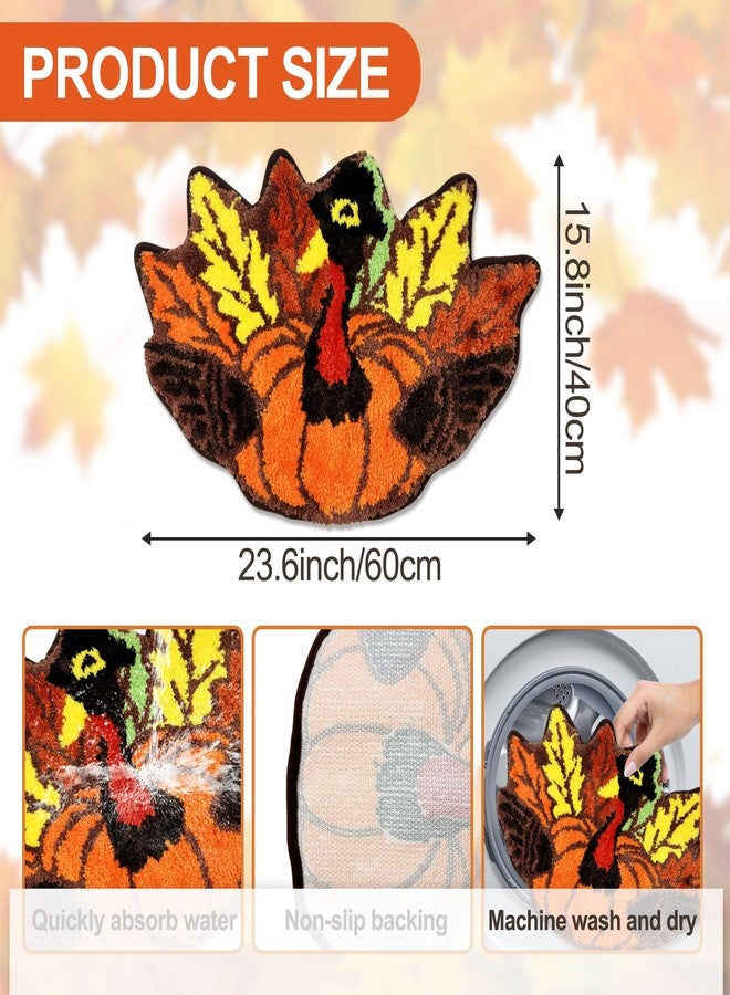 FUTBU Thanksgiving Turkey Bathroom Rugs, Thanksgiving Turkey Decorations Bath Mats for Bathroom, Farmhouse Fall Rugs for Decorations for The Home, Holiday Cute Thanks Decor Non-Slip 16x24 Inches - Image 2
