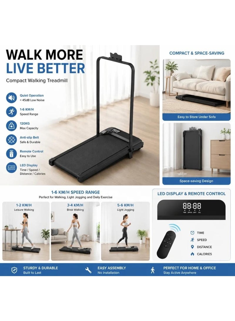 TrueFit Treadmill TRUE FIT- Foldable treadmill with a handle, small and portable, can be folded, suitable for small spaces, for electric walking, easy to move and store -3100-SPEED 10K/H black-DC MOTOR - Image 4