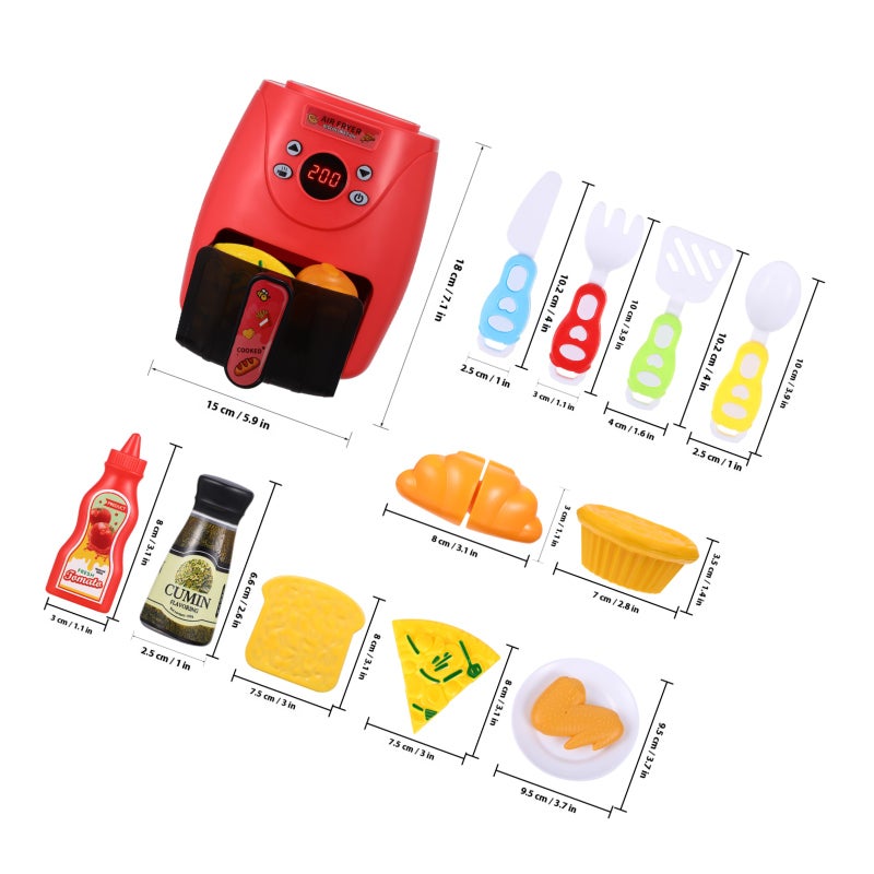 1 Set Air Fryer with Color Changing Play Food Kitchen Playset Cooking Pretend Plaything for Birthday - Image 2
