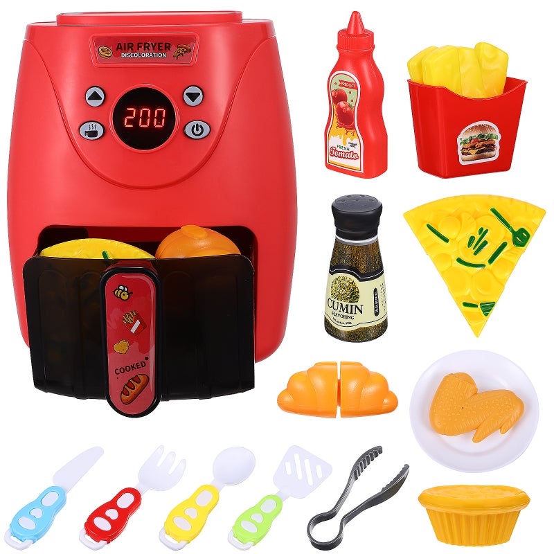 1 Set Air Fryer with Color Changing Play Food Kitchen Playset Cooking Pretend Plaything for Birthday - Image 1