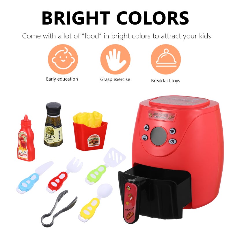 1 Set Air Fryer with Color Changing Play Food Kitchen Playset Cooking Pretend Plaything for Birthday - Image 3
