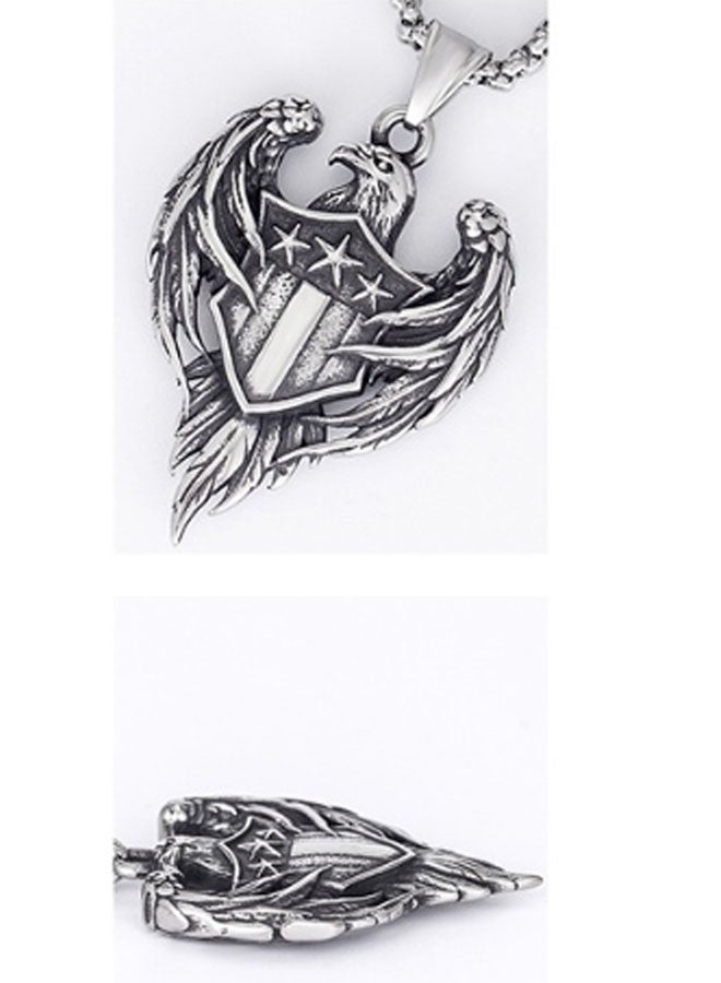 نيوترل النسر - قلادة مجوهرات للرجال شخصية متعددة الاستخدامات بأسلوب عصري هيب هوب الشارع الرجعية الأوروبية والأمريكية العصرية للرجال والنساء سلسلة مفاتيح السيارة إكسسوارات شخصية قلادة (فضية عتيقة) - Image 2