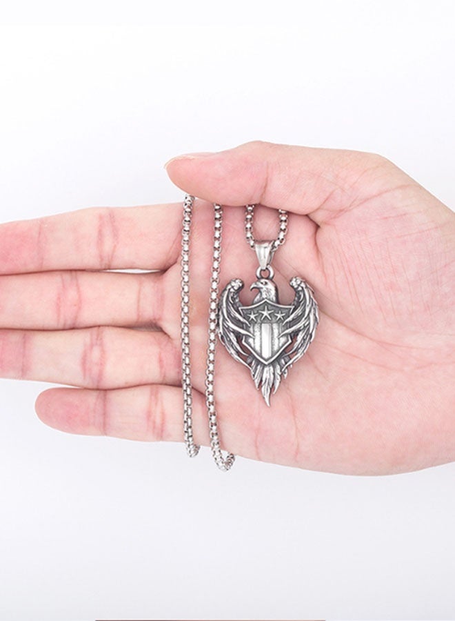 نيوترل النسر - قلادة مجوهرات للرجال شخصية متعددة الاستخدامات بأسلوب عصري هيب هوب الشارع الرجعية الأوروبية والأمريكية العصرية للرجال والنساء سلسلة مفاتيح السيارة إكسسوارات شخصية قلادة (فضية عتيقة) - Image 3