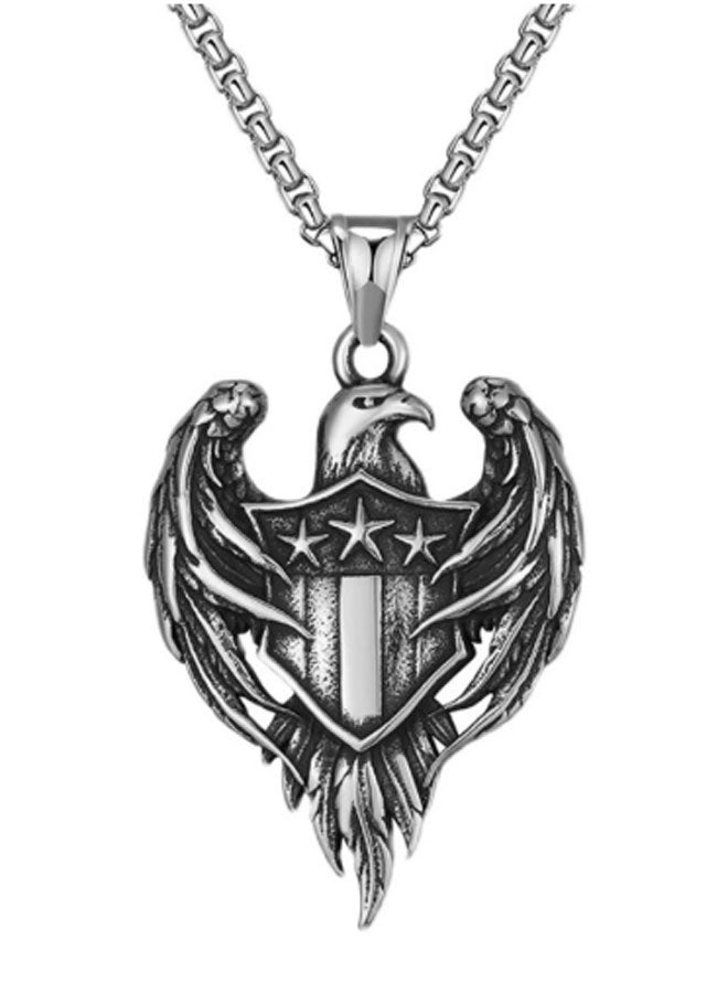 نيوترل النسر - قلادة مجوهرات للرجال شخصية متعددة الاستخدامات بأسلوب عصري هيب هوب الشارع الرجعية الأوروبية والأمريكية العصرية للرجال والنساء سلسلة مفاتيح السيارة إكسسوارات شخصية قلادة (فضية عتيقة) - Image 1