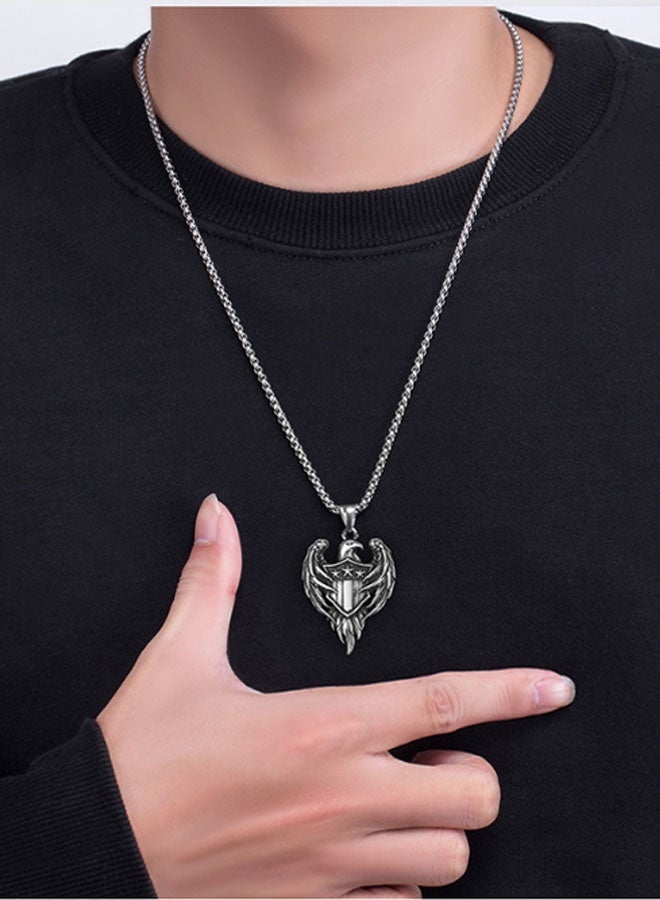 نيوترل النسر - قلادة مجوهرات للرجال شخصية متعددة الاستخدامات بأسلوب عصري هيب هوب الشارع الرجعية الأوروبية والأمريكية العصرية للرجال والنساء سلسلة مفاتيح السيارة إكسسوارات شخصية قلادة (فضية عتيقة) - Image 4