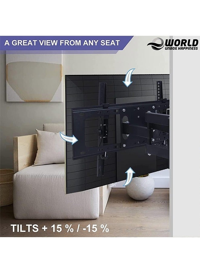 Eworld Full Motion TV Wall Mount – For 32"-70" LED/LCD Flat or Curved TVs, Dual Articulating Arms, Max Load 45kg, VESA 400x400mm - Image 4