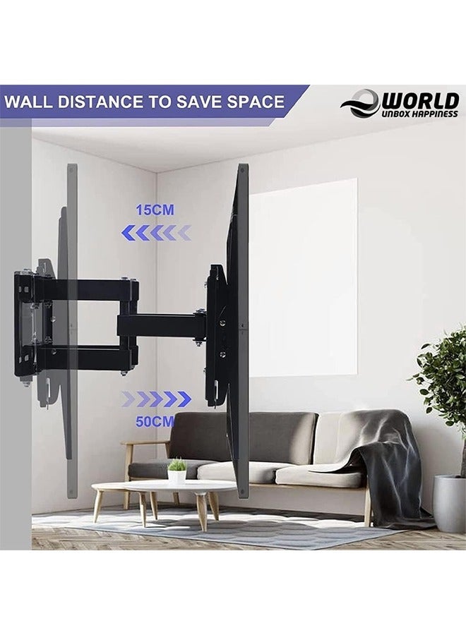 Eworld Full Motion TV Wall Mount – For 32"-70" LED/LCD Flat or Curved TVs, Dual Articulating Arms, Max Load 45kg, VESA 400x400mm - Image 3