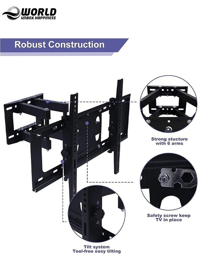 Eworld Full Motion TV Wall Mount – For 32"-70" LED/LCD Flat or Curved TVs, Dual Articulating Arms, Max Load 45kg, VESA 400x400mm - Image 2