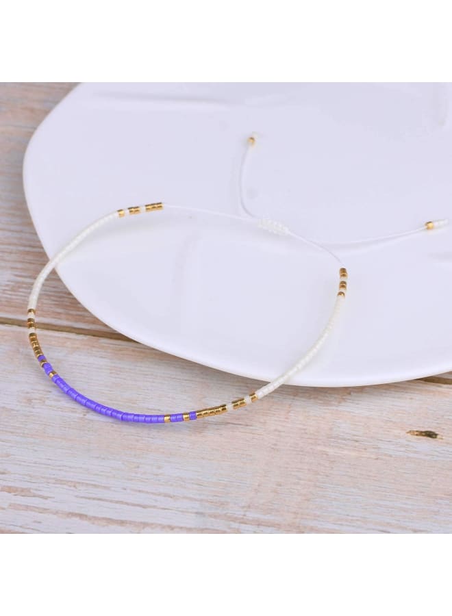 KELITCH Delicate Rainbow Friendship Bracelets White Beach Strands Bracelets Womens Miyuki Bracelets for Couples, 6 10 inch, Gemstone - Image 2